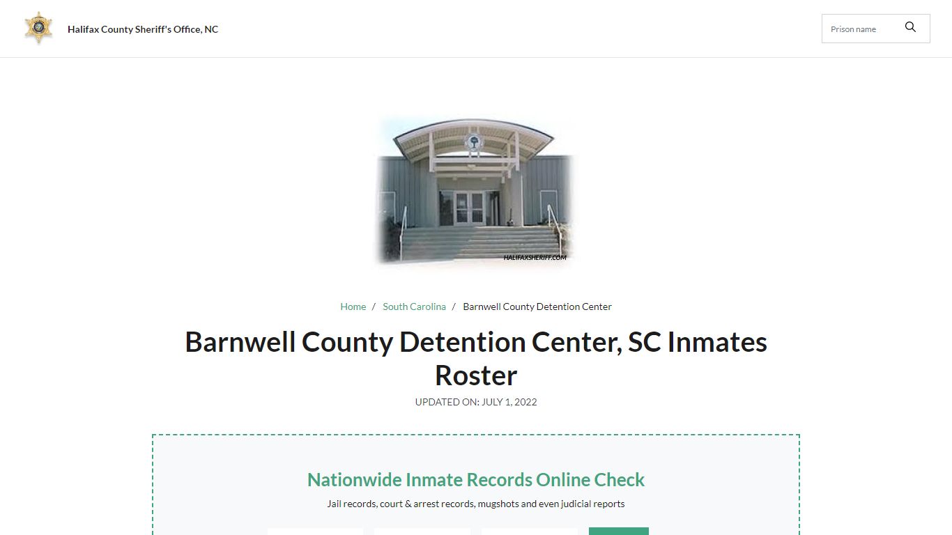 Barnwell County Detention Center, SC Jail Roster, Name Search